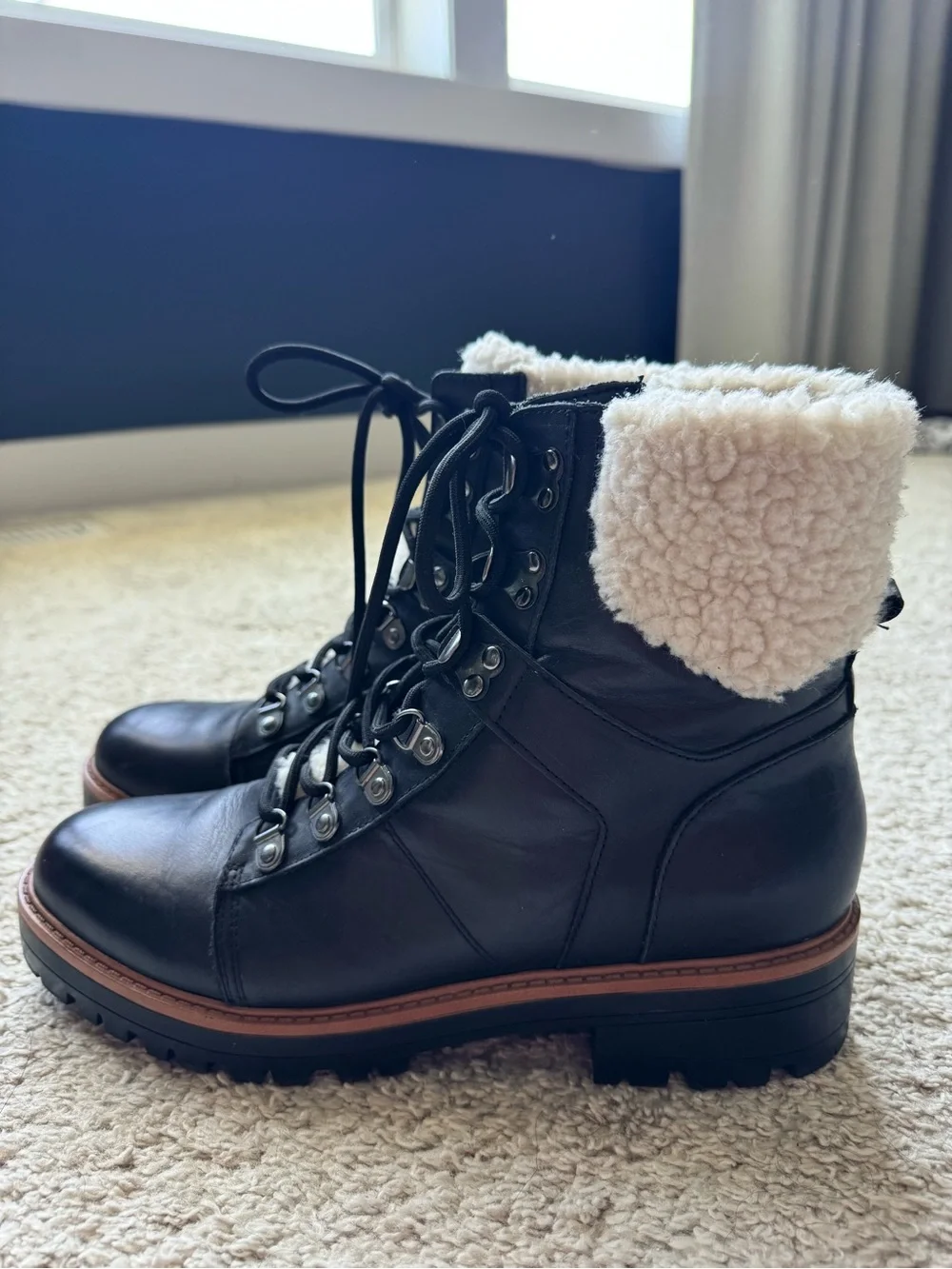 Marc Fisher Isabel Leather Sherpa Boots Size 10